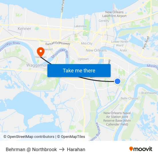 Behrman @ Northbrook to Harahan map