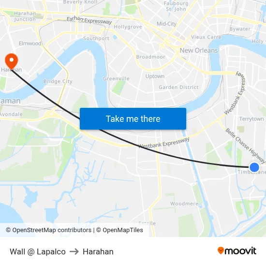 Wall @ Lapalco to Harahan map