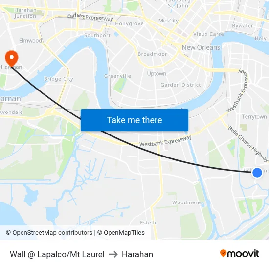 Wall @ Lapalco/Mt Laurel to Harahan map