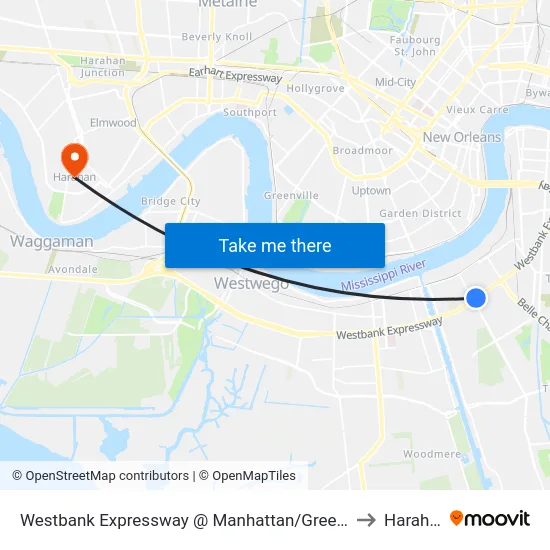 Westbank Expressway @ Manhattan/Green Leaf to Harahan map