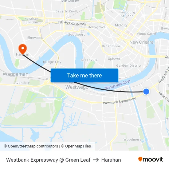 Westbank Expressway @ Green Leaf to Harahan map