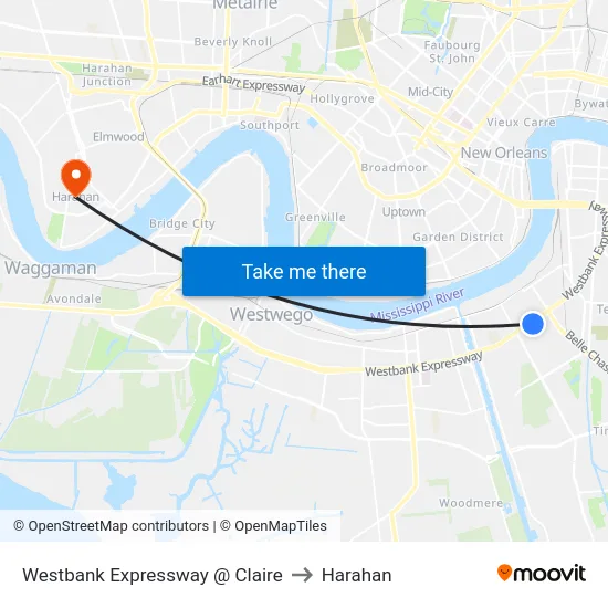 Westbank Expressway @ Claire to Harahan map