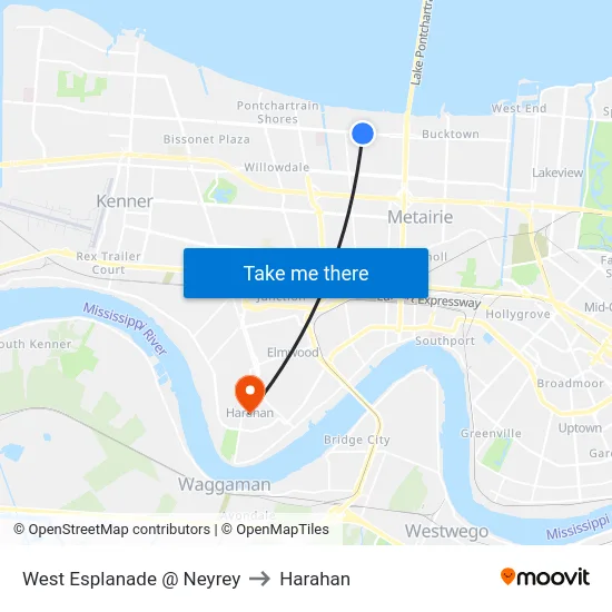 West Esplanade @ Neyrey to Harahan map