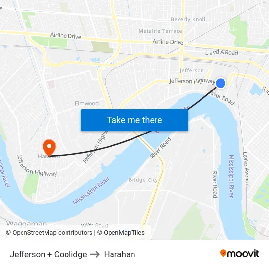 Jefferson + Coolidge to Harahan map