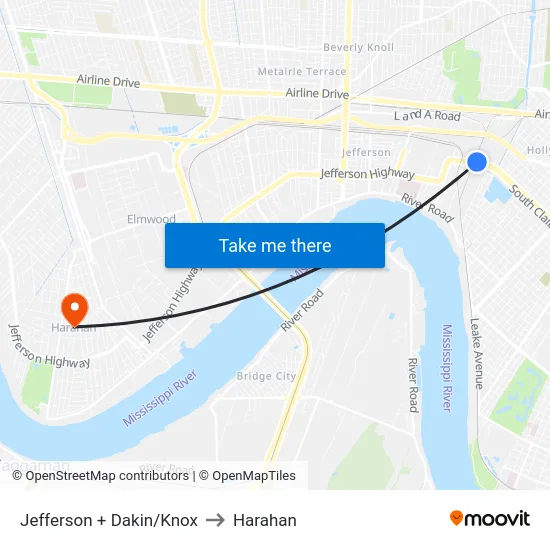 Jefferson + Dakin/Knox to Harahan map