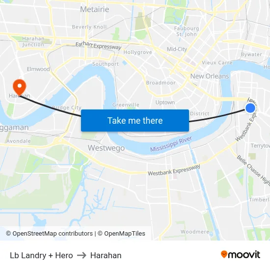 Lb Landry + Hero to Harahan map