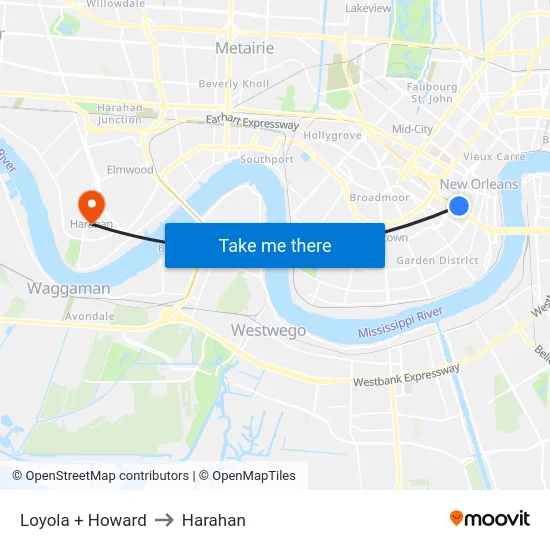 Loyola + Howard to Harahan map