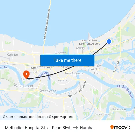 Methodist Hospital St. at Read Blvd. to Harahan map