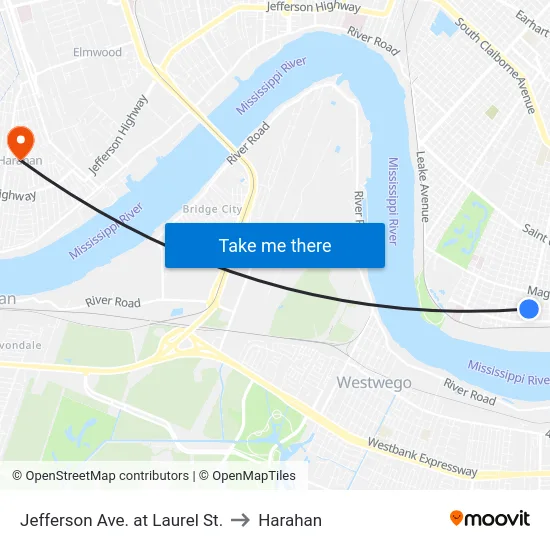 Jefferson Ave. at Laurel St. to Harahan map