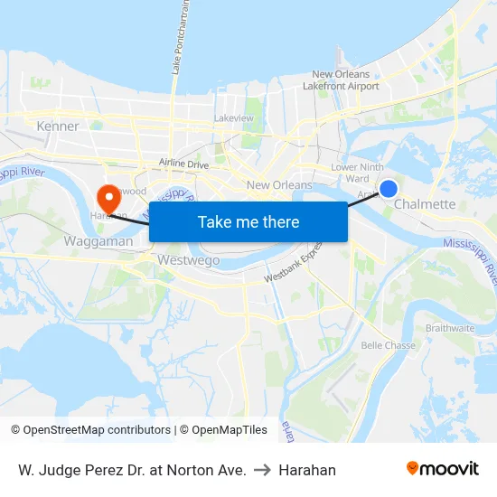 W. Judge Perez Dr. at Norton Ave. to Harahan map