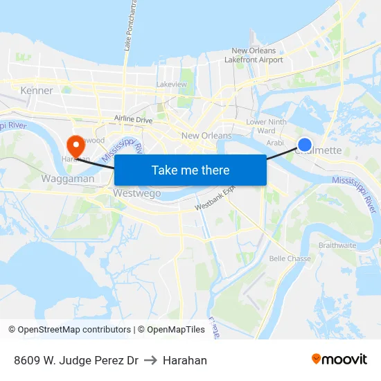 8609 W. Judge Perez Dr to Harahan map