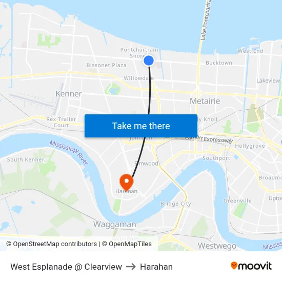 West Esplanade @ Clearview to Harahan map