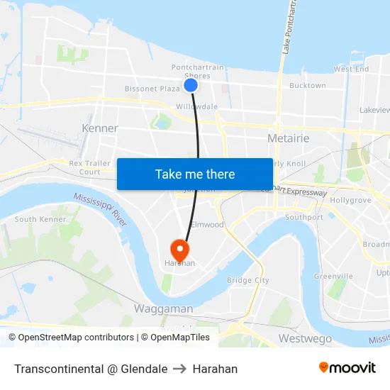 Transcontinental @ Glendale to Harahan map