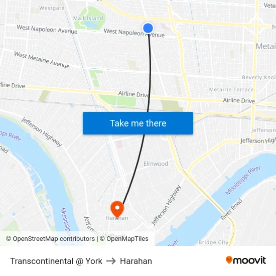 Transcontinental @ York to Harahan map