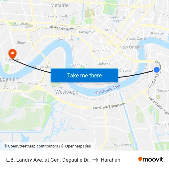 L.B. Landry Ave. at Gen. Degaulle Dr. to Harahan map