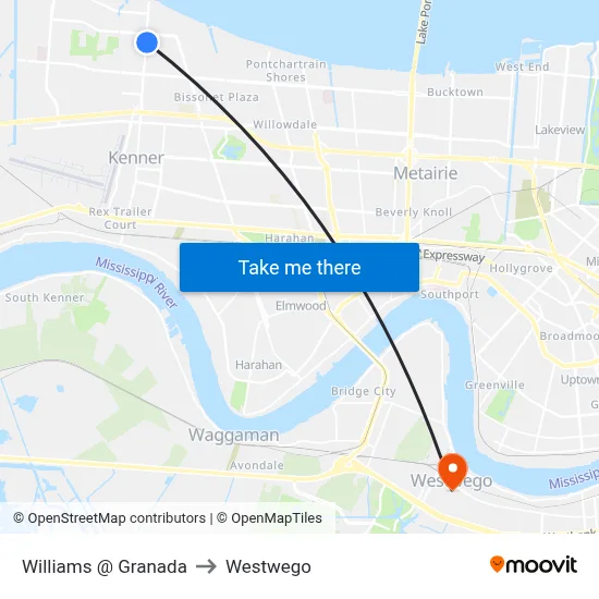 Williams @ Granada to Westwego map