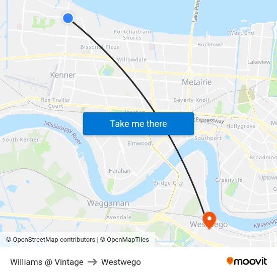 Williams @ Vintage to Westwego map