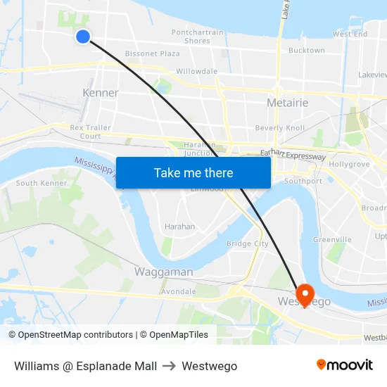 Williams @ Esplanade Mall to Westwego map