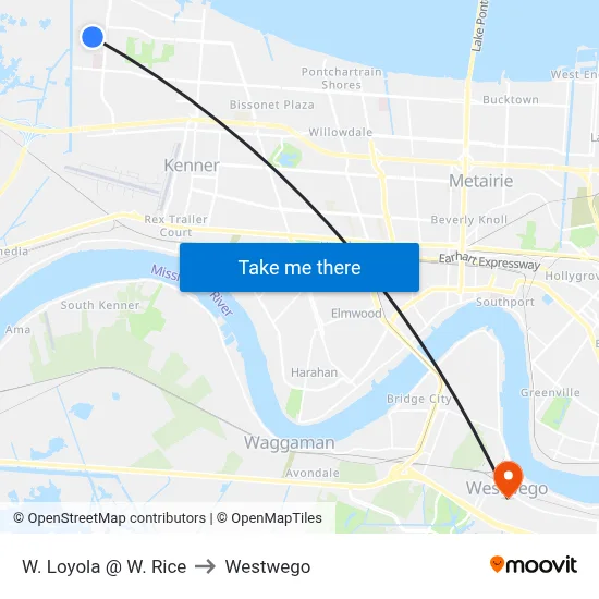 W. Loyola @ W. Rice to Westwego map