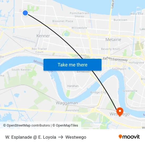 W. Esplanade @ E. Loyola to Westwego map