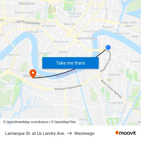 Lamarque St. at Lb Landry Ave. to Westwego map