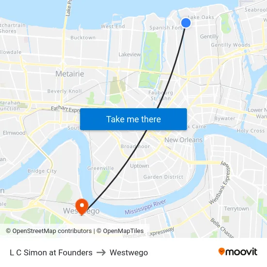 L C Simon at Founders to Westwego map
