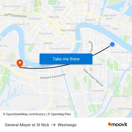 General Meyer at St Nick to Westwego map