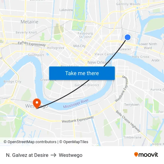 N. Galvez at Desire to Westwego map