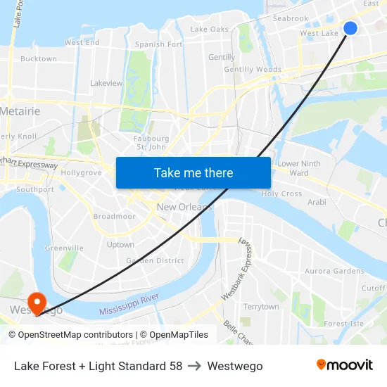 Lake Forest + Light Standard 58 to Westwego map