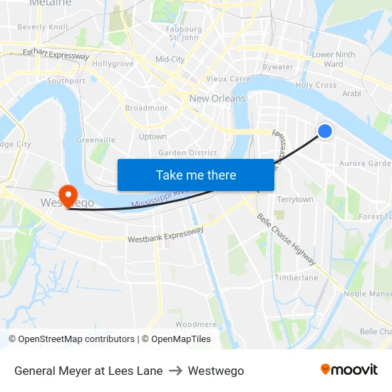 General Meyer at Lees Lane to Westwego map