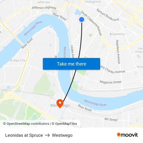 Leonidas at Spruce to Westwego map