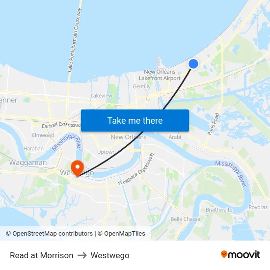 Read at Morrison to Westwego map