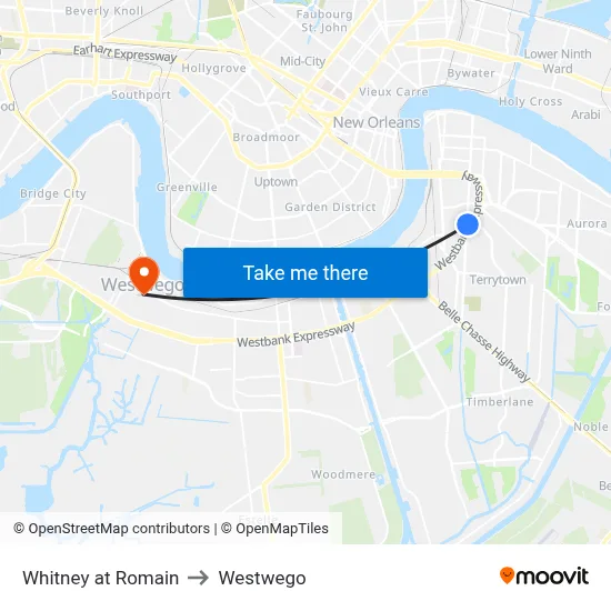 Whitney at Romain to Westwego map