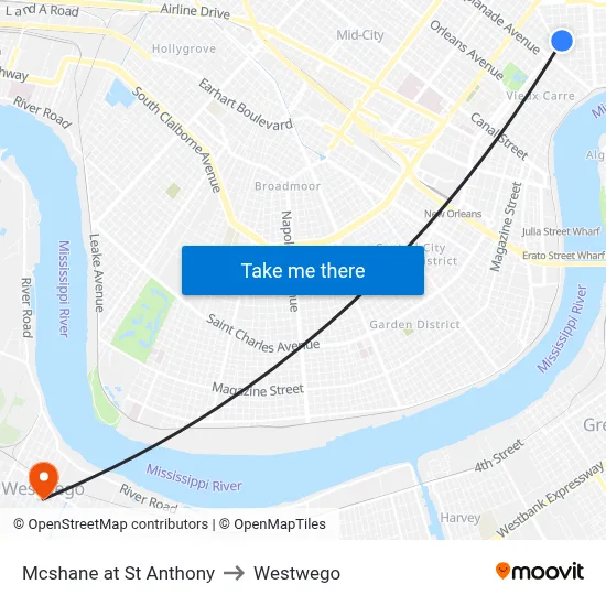 Mcshane at St Anthony to Westwego map