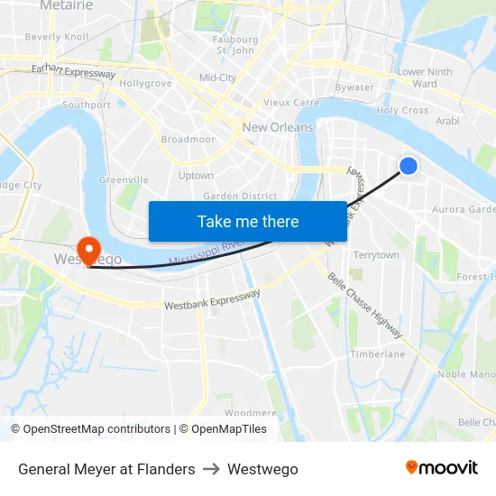General Meyer at Flanders to Westwego map