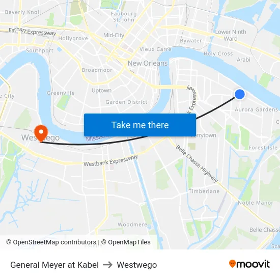 General Meyer at Kabel to Westwego map