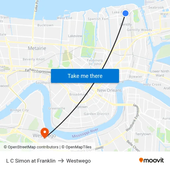 L C Simon at Franklin to Westwego map