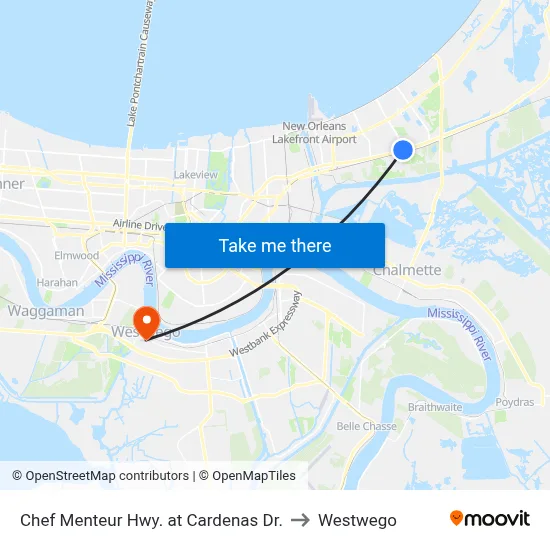 Chef Menteur Hwy. at Cardenas Dr. to Westwego map