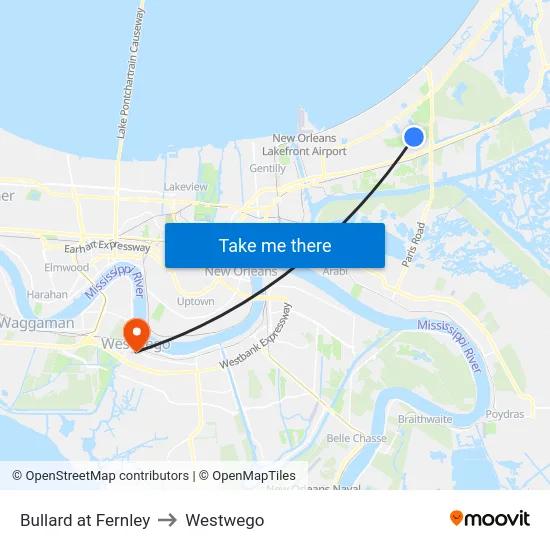 Bullard at Fernley to Westwego map