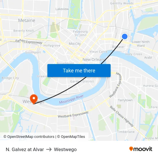 N. Galvez at Alvar to Westwego map