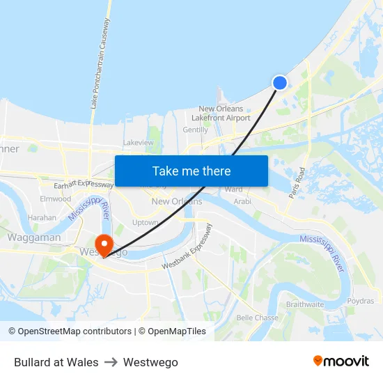 Bullard at Wales to Westwego map