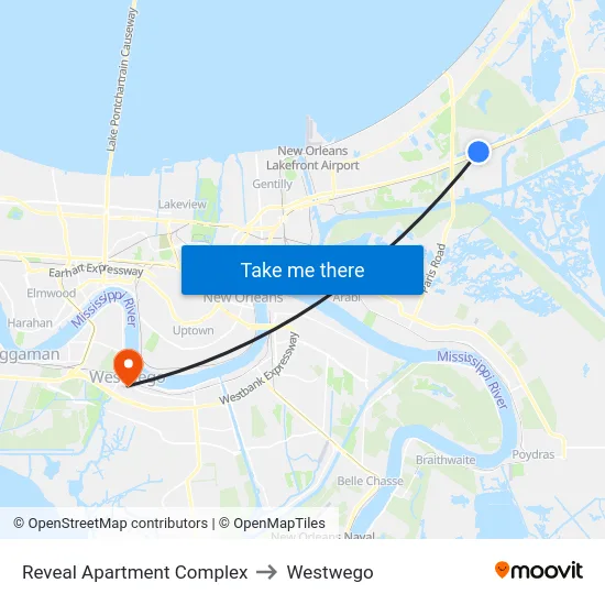 Reveal Apartment Complex to Westwego map