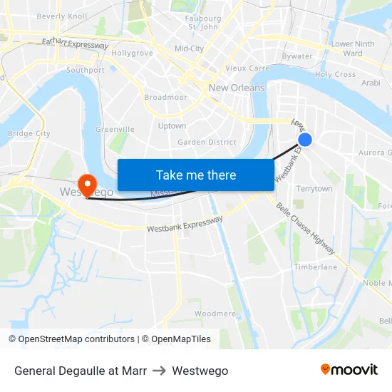 General Degaulle at Marr to Westwego map