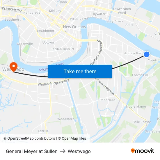General Meyer at Sullen to Westwego map