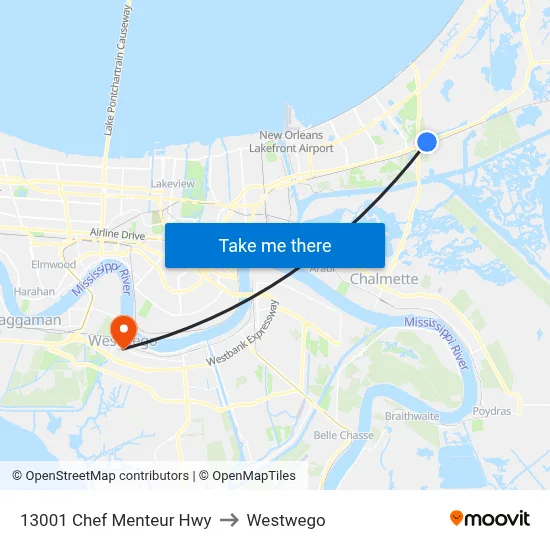 13001 Chef Menteur Hwy to Westwego map