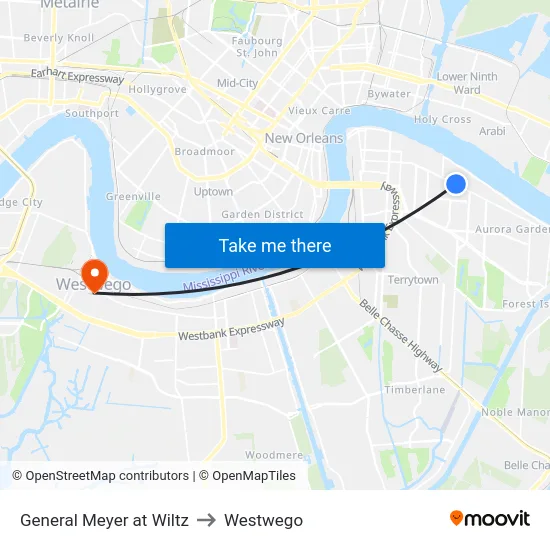 General Meyer at Wiltz to Westwego map