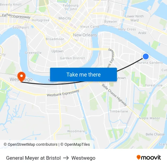 General Meyer at Bristol to Westwego map