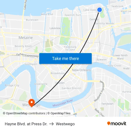 Hayne Blvd. at Press Dr. to Westwego map