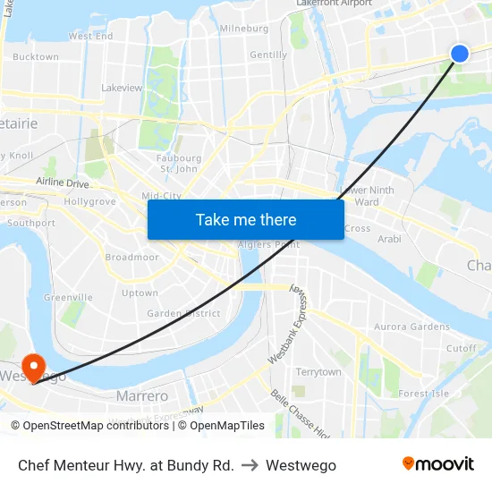 Chef Menteur Hwy. at Bundy Rd. to Westwego map