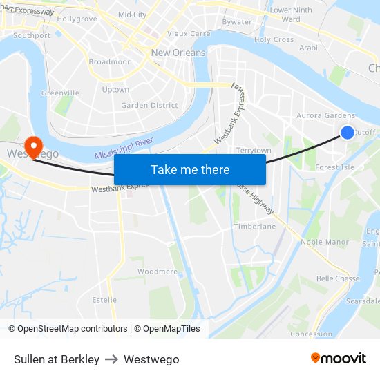 Sullen at Berkley to Westwego map